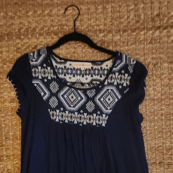 Altar'd State Blue and White Maxi Dress with Flutter Sleeves - Picture 3 of 9